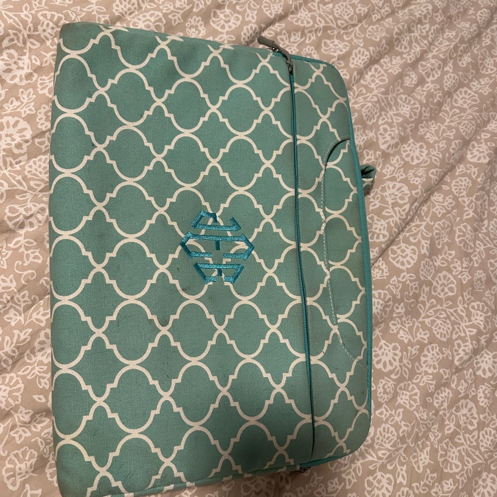 Teal and White Patterned Laptop Sleeve